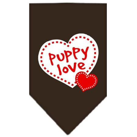 Puppy Love Screen Print Bandana Cocoa Small