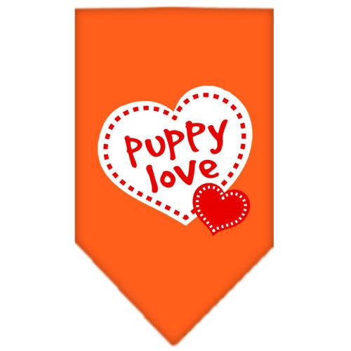 Puppy Love Screen Print Bandana Orange Small