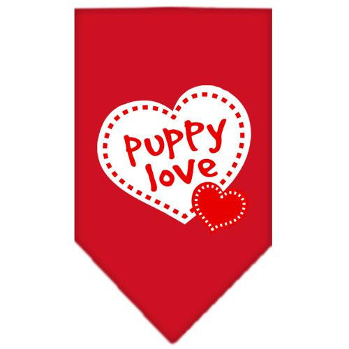 Puppy Love Screen Print Bandana Red Small