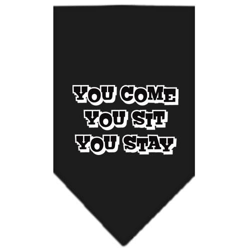 You Come, You Sit, You Stay Screen Print Bandana Black Large