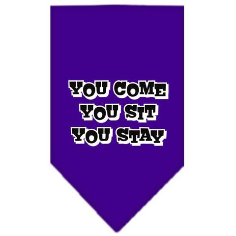 You Come, You Sit, You Stay Screen Print Bandana Purple Large