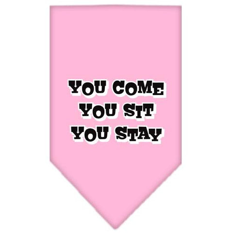 You Come, You Sit, You Stay Screen Print Bandana Light Pink Small