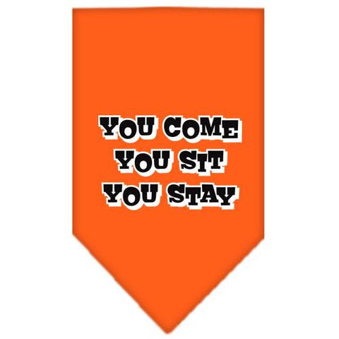 You Come, You Sit, You Stay Screen Print Bandana Orange Small