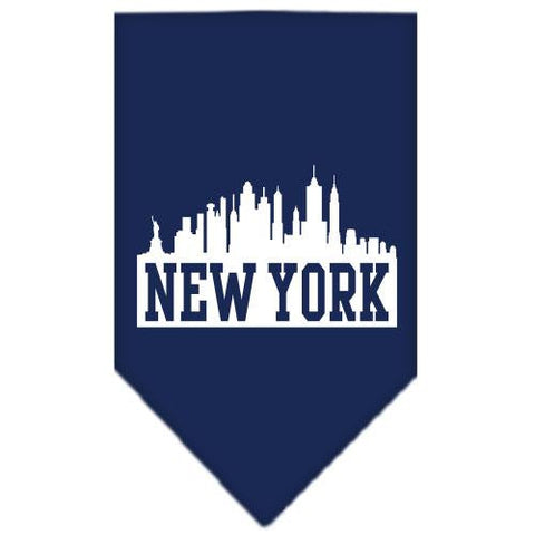 New York Skyline Screen Print Bandana Navy Blue Small