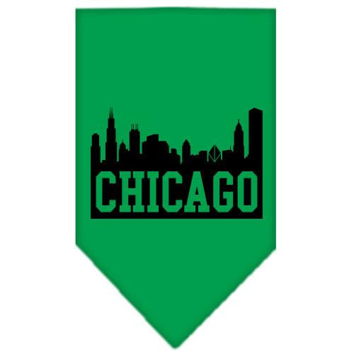 Chicago Skyline Screen Print Bandana Emerald Green Small