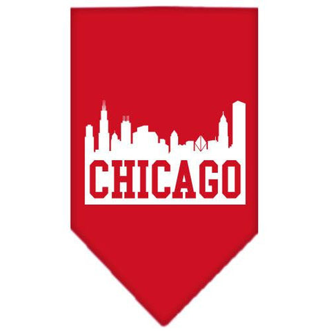 Chicago Skyline Screen Print Bandana Red Small