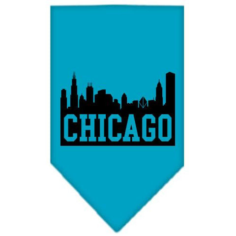 Chicago Skyline Screen Print Bandana Turquoise Small