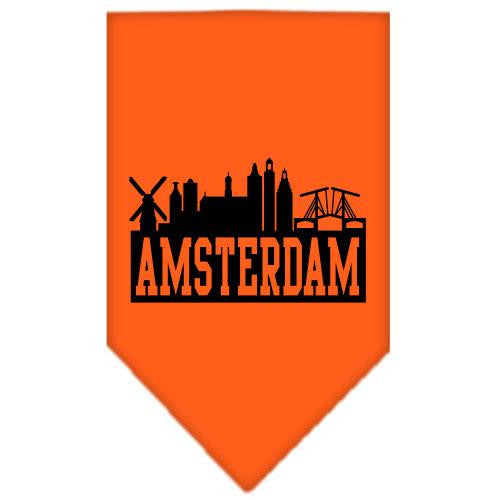 Amsterdam Skyline Screen Print Bandana Orange Large