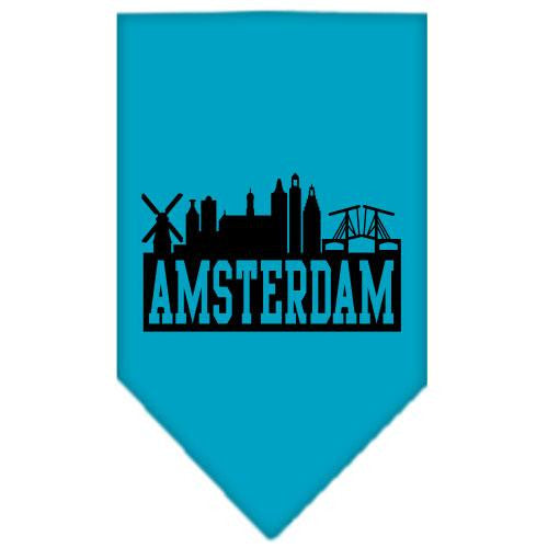 Amsterdam Skyline Screen Print Bandana Turquoise Large