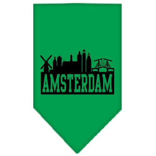 Amsterdam Skyline Screen Print Bandana Emerald Green Small