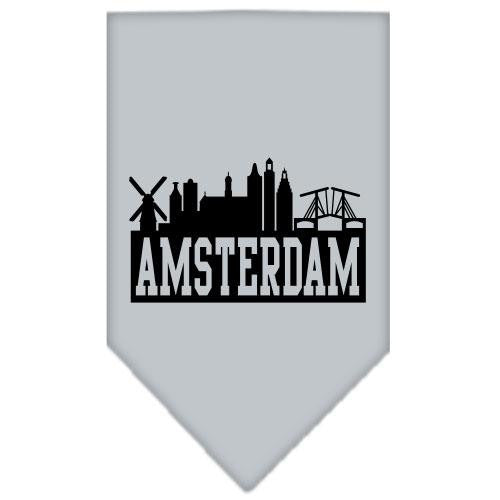 Amsterdam Skyline Screen Print Bandana Grey Small