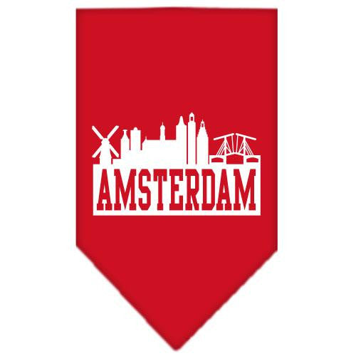 Amsterdam Skyline Screen Print Bandana Red Small