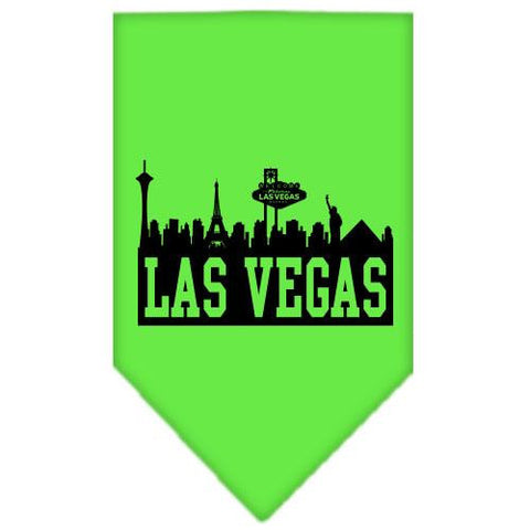 Las Vegas Skyline Screen Print Bandana Lime Green Large