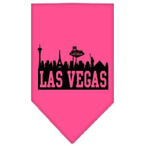 Las Vegas Skyline Screen Print Bandana Bright Pink Small