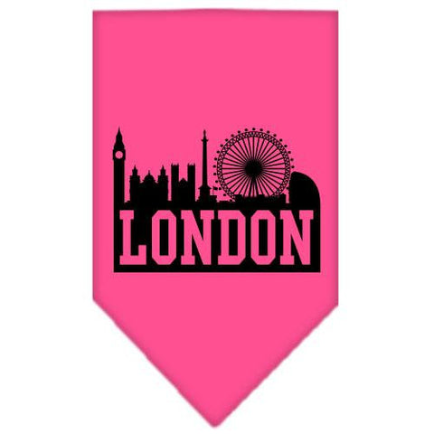 London Skyline Screen Print Bandana Bright Pink Small