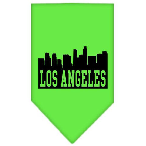 Los Angeles Skyline Screen Print Bandana Lime Green Small