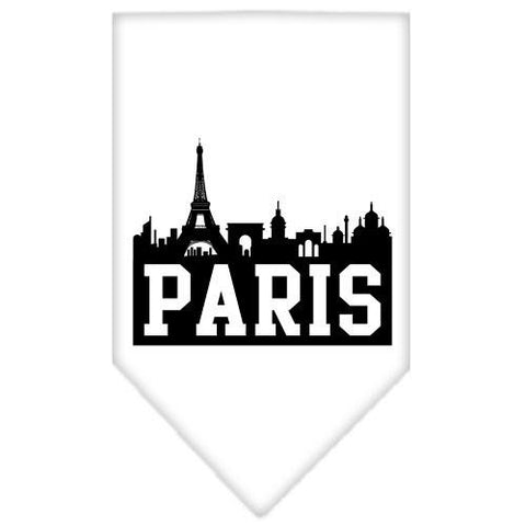 Paris Skyline Screen Print Bandana White Large