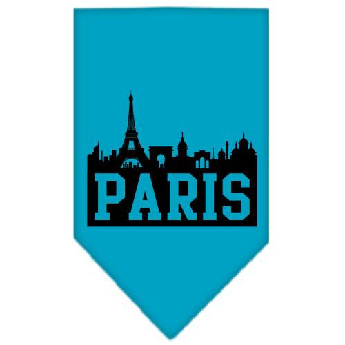 Paris Skyline Screen Print Bandana Turquoise Small