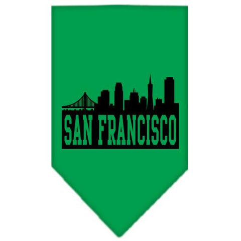 San Francisco Skyline Screen Print Bandana Emerald Green Small