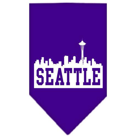 Seattle Skyline Screen Print Bandana Purple Large