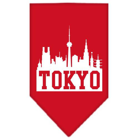 Tokyo Skyline Screen Print Bandana Red Large