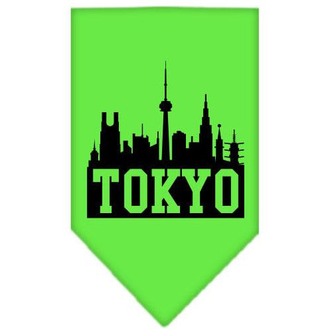 Tokyo Skyline Screen Print Bandana Lime Green Small