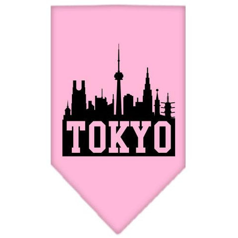 Tokyo Skyline Screen Print Bandana Light Pink Small