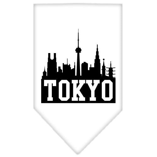 Tokyo Skyline Screen Print Bandana White Small