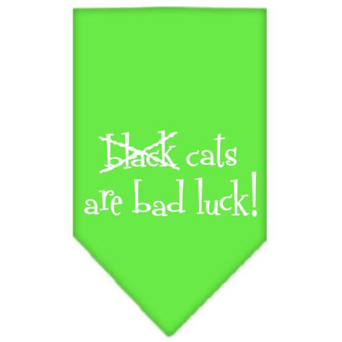 Black Cats are Bad Luck Screen Print Bandana Lime Green Small