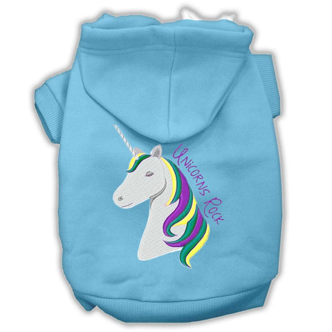 Unicorns Rock Embroidered Dog Hoodie Baby Blue S (10)