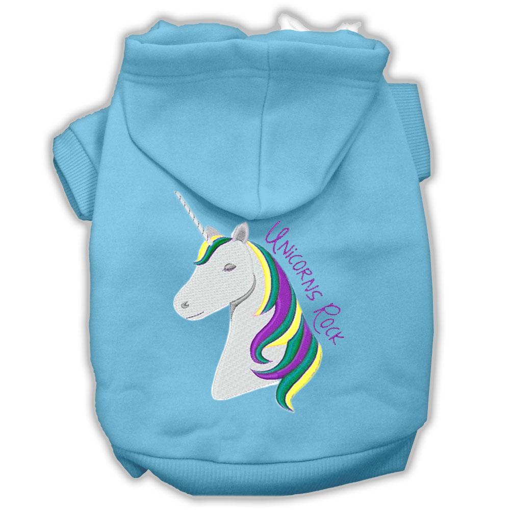 Unicorns Rock Embroidered Dog Hoodie Baby Blue Xs (8)