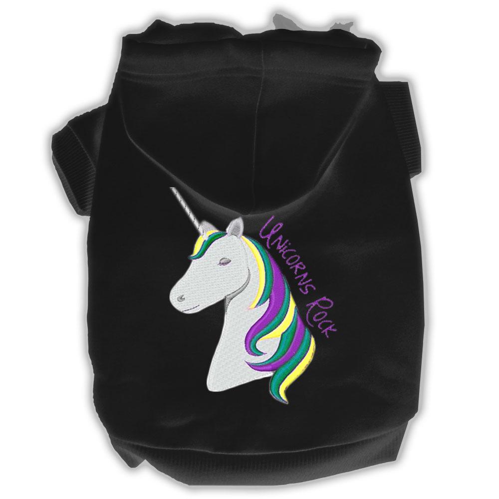 Unicorns Rock Embroidered Dog Hoodie Black Xs (8)