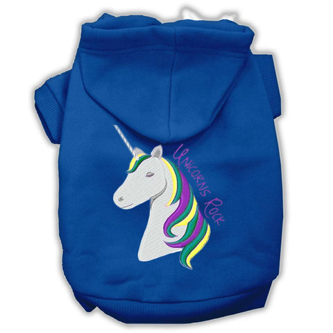 Unicorns Rock Embroidered Dog Hoodie Blue Xs (8)