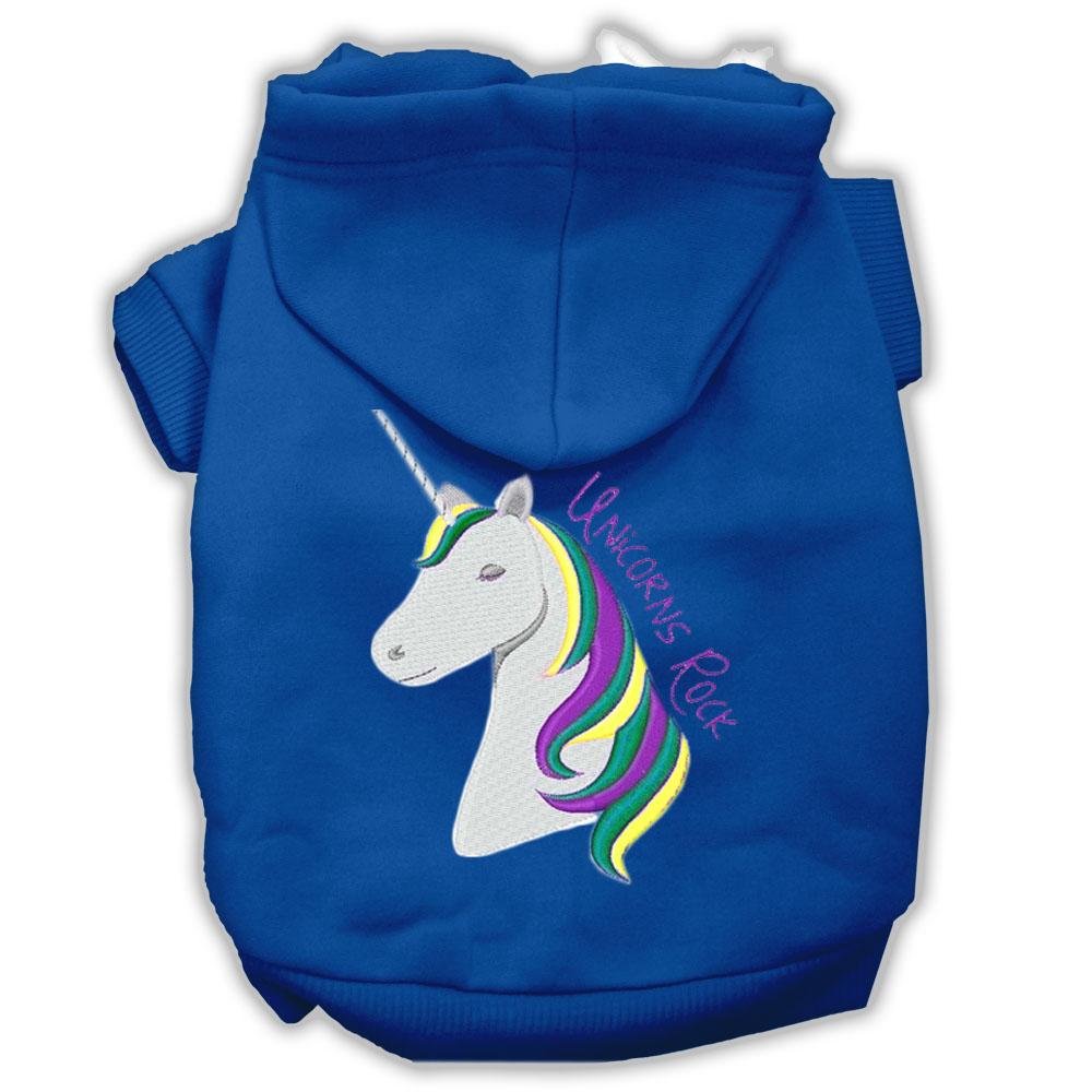 Unicorns Rock Embroidered Dog Hoodie Blue Xxxl(20)