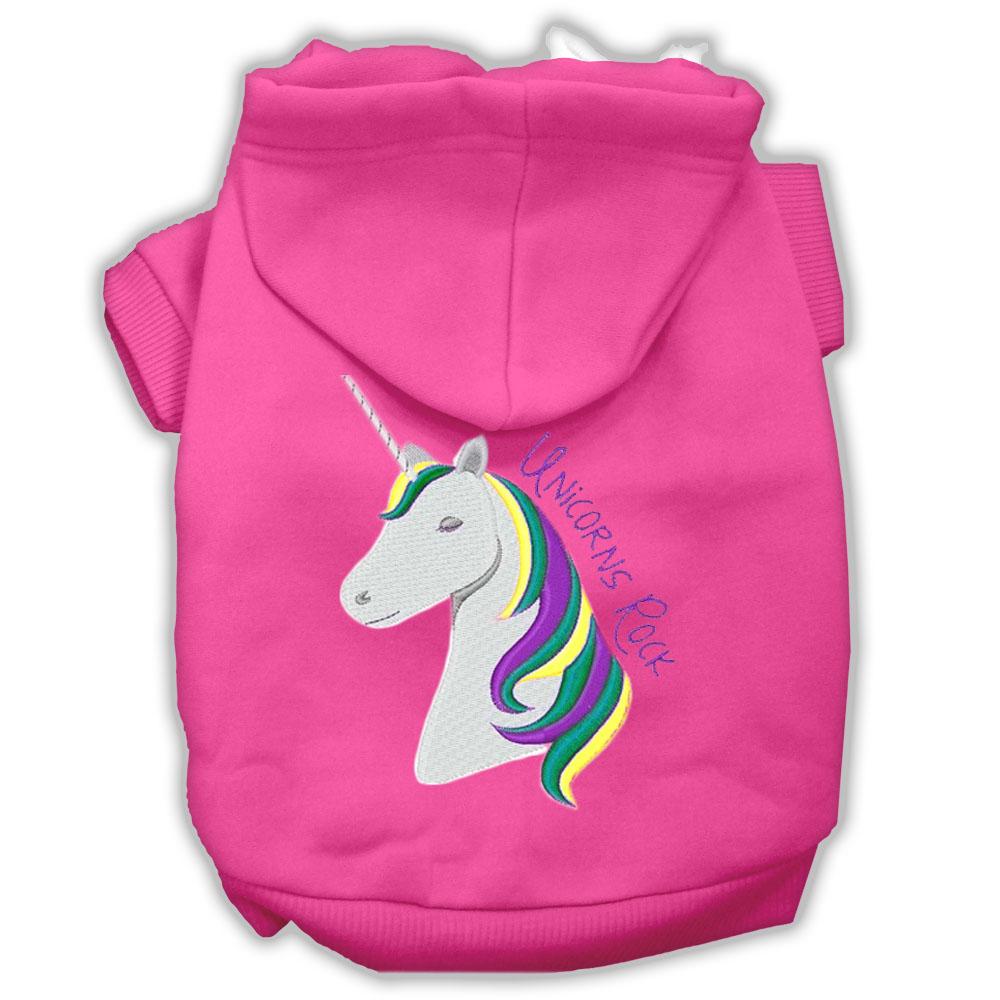 Unicorns Rock Embroidered Dog Hoodie Bright Pink Xs (8)