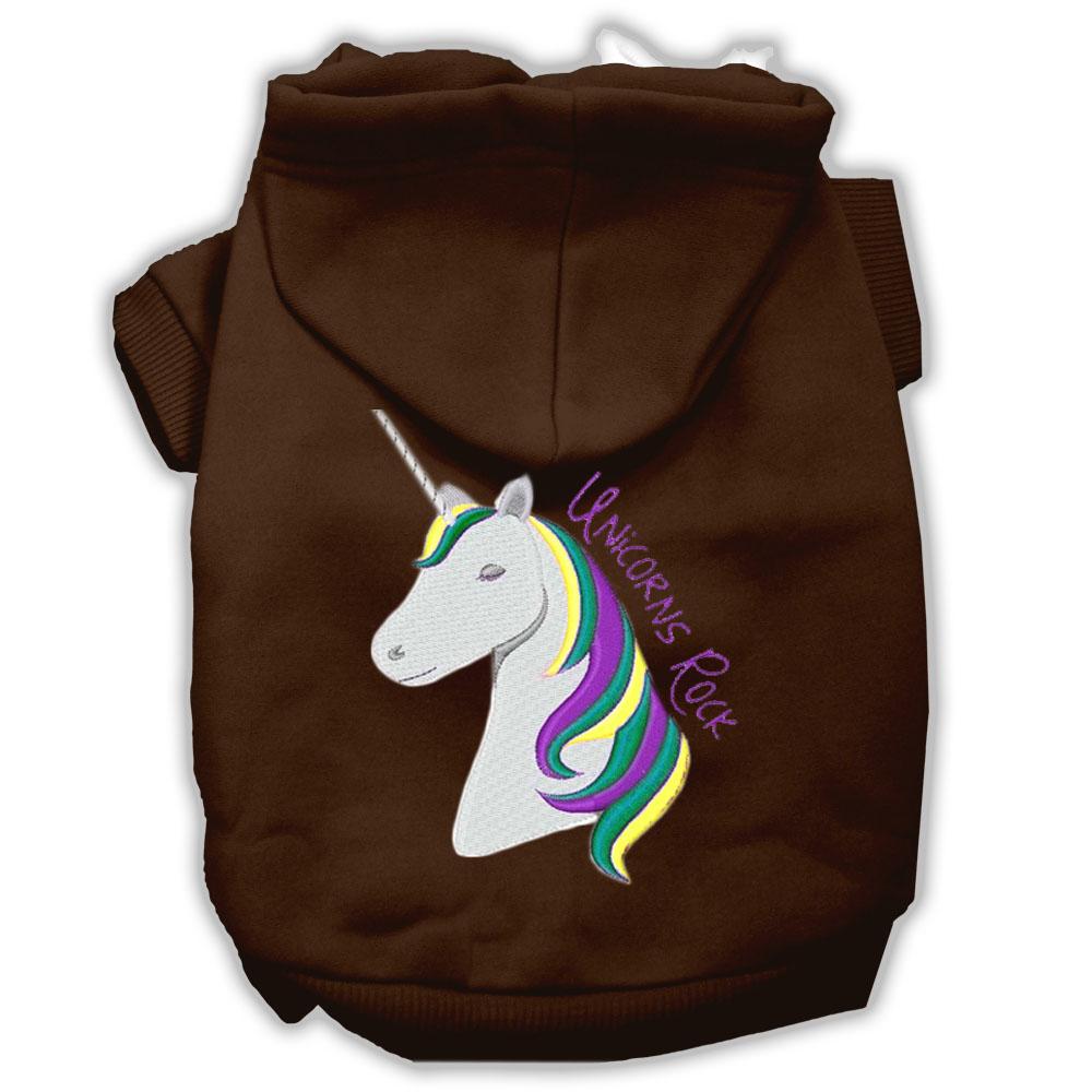 Unicorns Rock Embroidered Dog Hoodie Brown Xs (8)