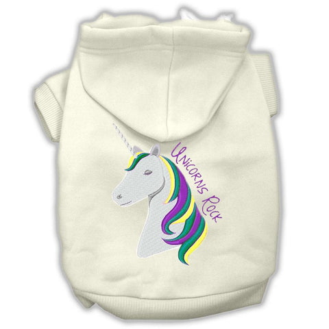 Unicorns Rock Embroidered Dog Hoodie Cream L (14)