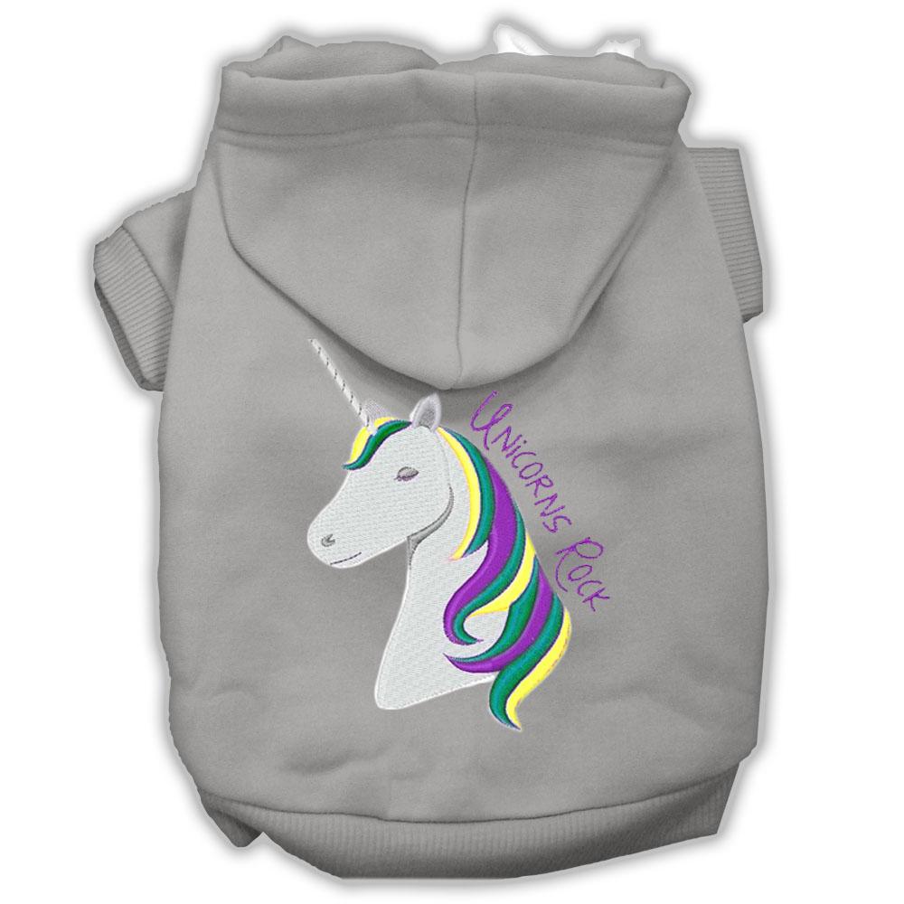 Unicorns Rock Embroidered Dog Hoodie Grey L (14)