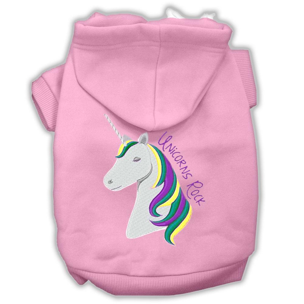 Unicorns Rock Embroidered Dog Hoodie Light Pink L (14)