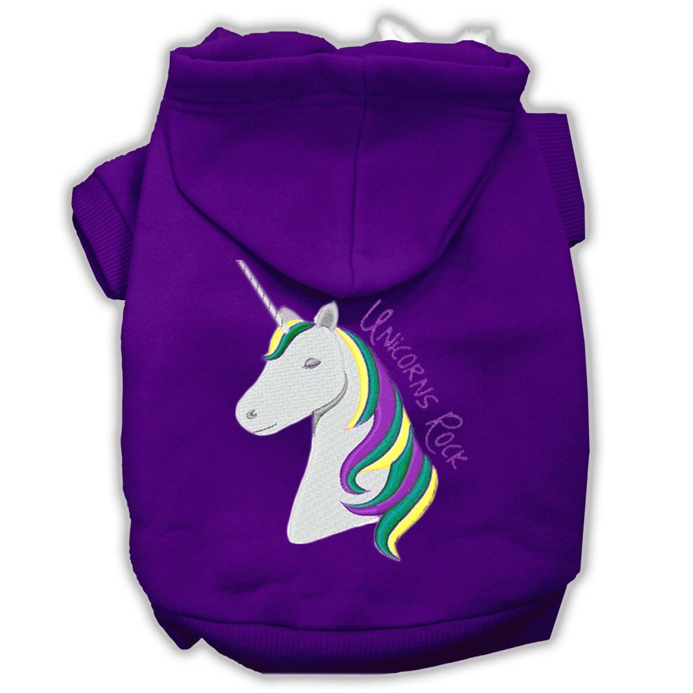 Unicorns Rock Embroidered Dog Hoodie Purple M (12)