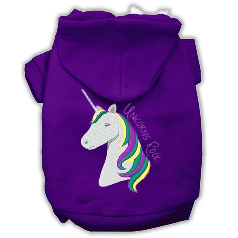 Unicorns Rock Embroidered Dog Hoodie Purple Xs (8)