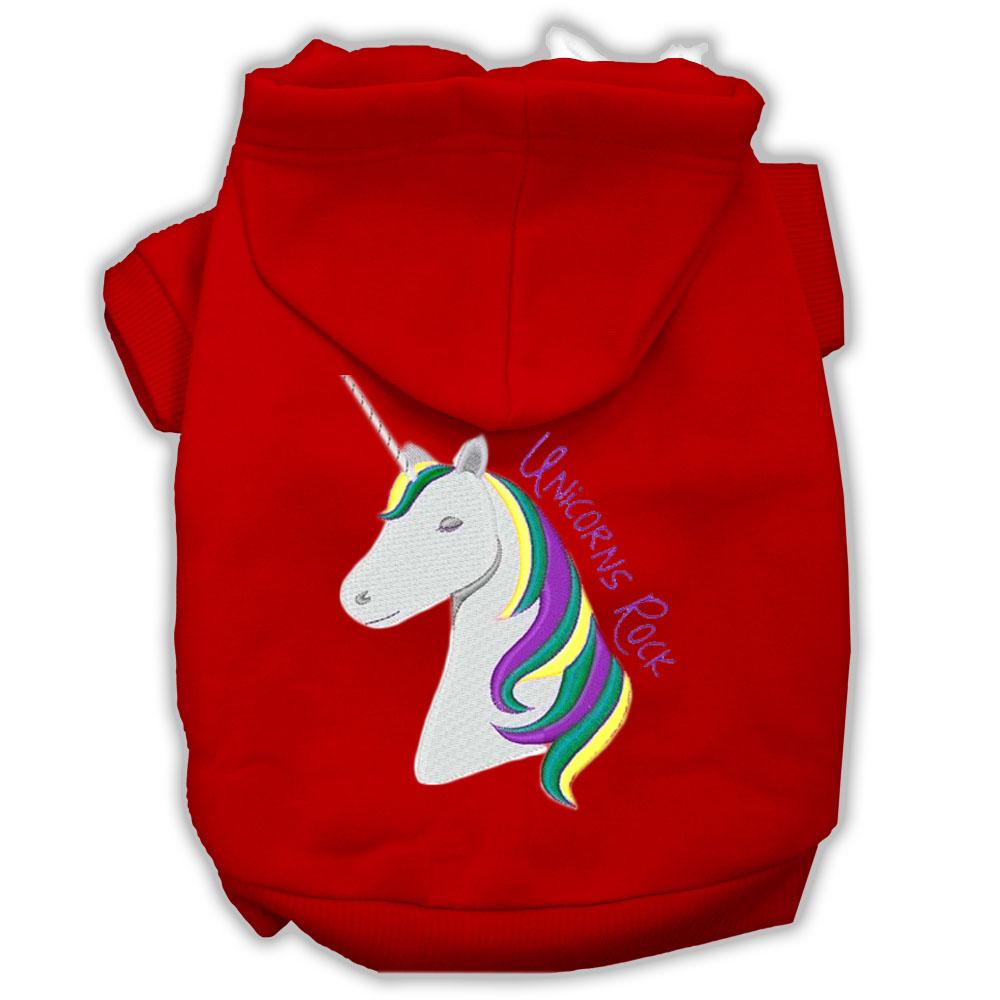 Unicorns Rock Embroidered Dog Hoodie Red Xs (8)