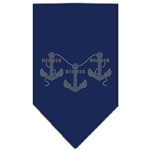 Anchors Rhinestone Bandana Navy Blue Small