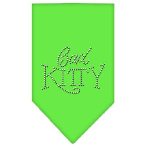 Bad Kitty Rhinestone Bandana Lime Green Large