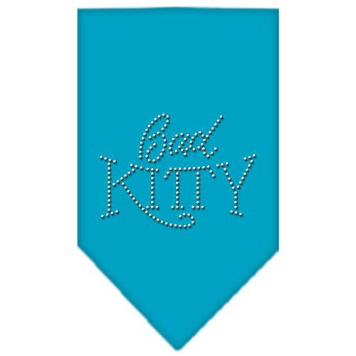 Bad Kitty Rhinestone Bandana Turquoise Small