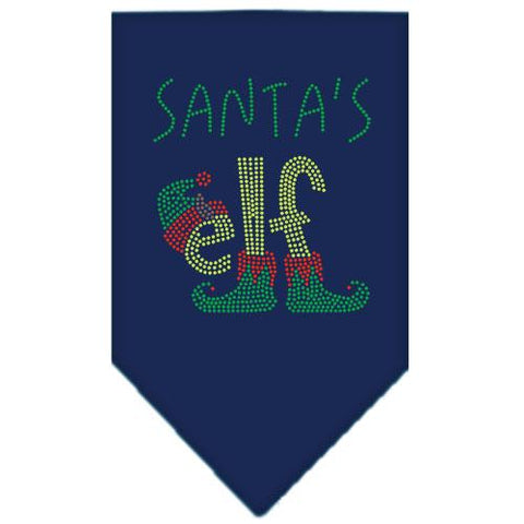 Santa's Elf Rhinestone Bandana Navy Blue Large