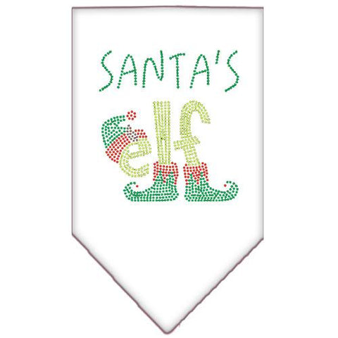 Santa's Elf Rhinestone Bandana White Large