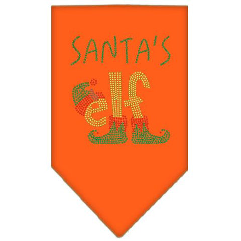 Santa's Elf Rhinestone Bandana Orange Small