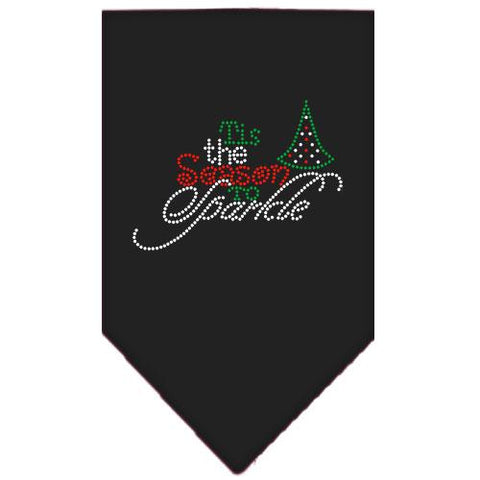 Tis The Season To Sparkle Rhinestone Bandana Black Large