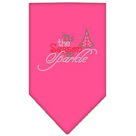 Tis The Season To Sparkle Rhinestone Bandana Bright Pink Large